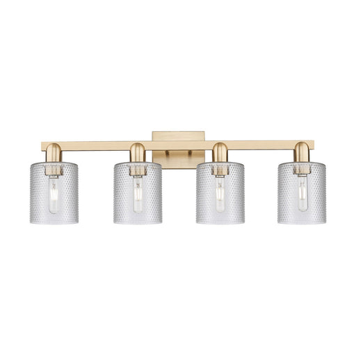 Innovations Cobbleskill 32in 4-Light Bath Vanity Light | Industrial Champagne Bronze Steel and Clear Glass | Bathroom Vanity | Model 716-4W-CB-G112