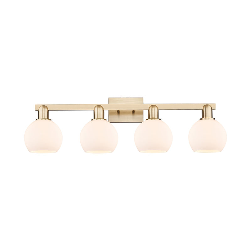 Innovations Athens 33in 4-Light Bath Vanity Light | Industrial Champagne Bronze Steel and Matte White Glass | Bathroom Vanity | Model 716-4W-CB-G121-6