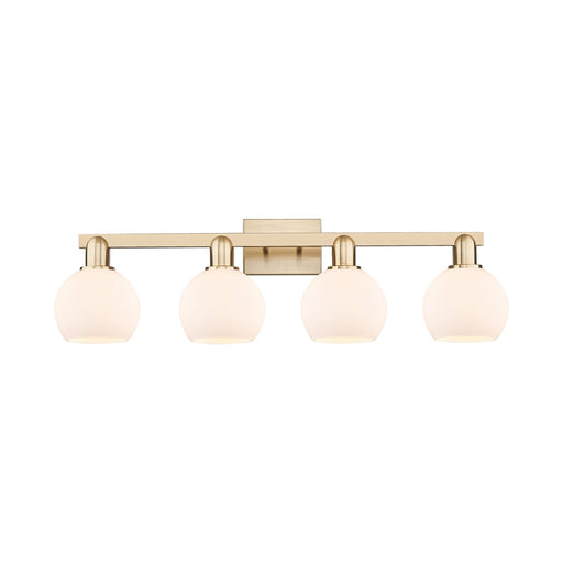 Innovations Athens 33in 4-Light Bath Vanity Light | Industrial Champagne Bronze Steel and Matte White Glass | Bathroom Vanity | Model 716-4W-CB-G121-6