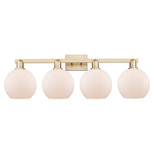 Innovations Athens 35in 4-Light Bath Vanity Light | Industrial Champagne Bronze Steel and Matte White Glass | Bathroom Vanity | Model 716-4W-CB-G121-8