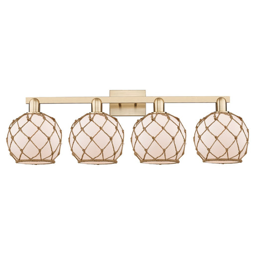 Innovations Farmhouse Rope 35in 4-Light Bath Vanity | Industrial Champagne Bronze Steel and Cast Brass with White Frosted Glass | Model 716-4W-CB-G121-8RB