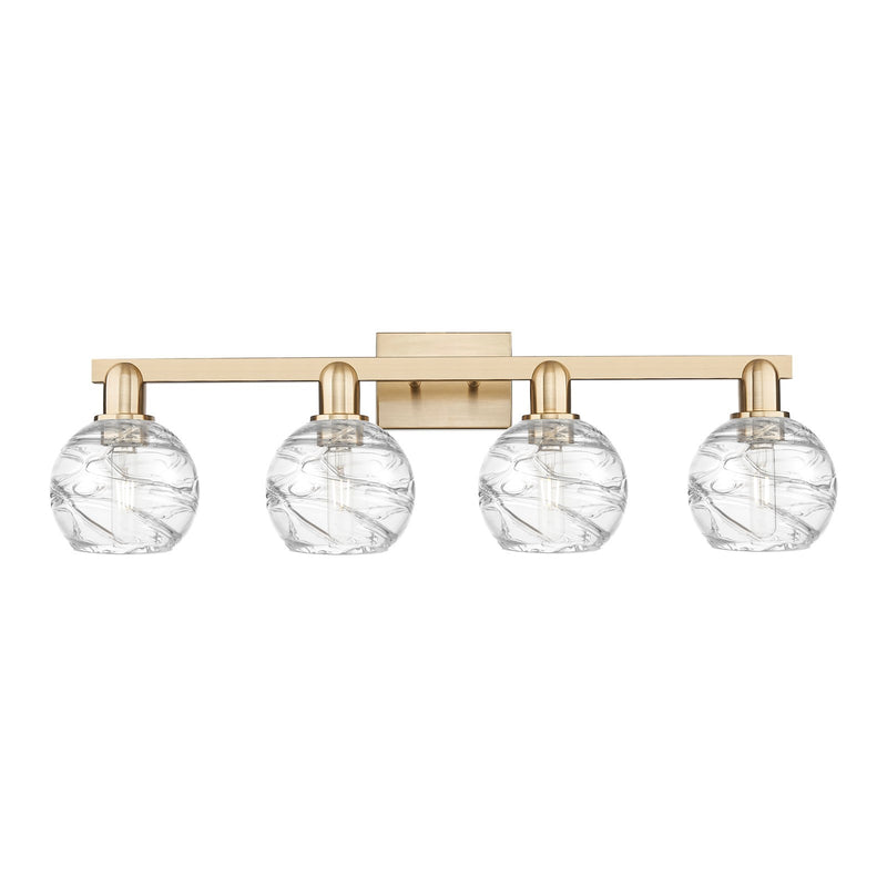 Innovations Athens Deco Swirl 36in 4-Light Bath Vanity Light | Industrial Champagne Bronze Steel and Clear Deco Swirl Glass | Model 716-4W-CB-G1213-6CL