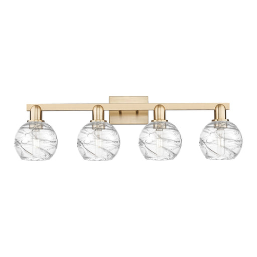 Innovations Athens Deco Swirl 36in 4-Light Bath Vanity Light | Industrial Champagne Bronze Steel and Clear Deco Swirl Glass | Model 716-4W-CB-G1213-6CL