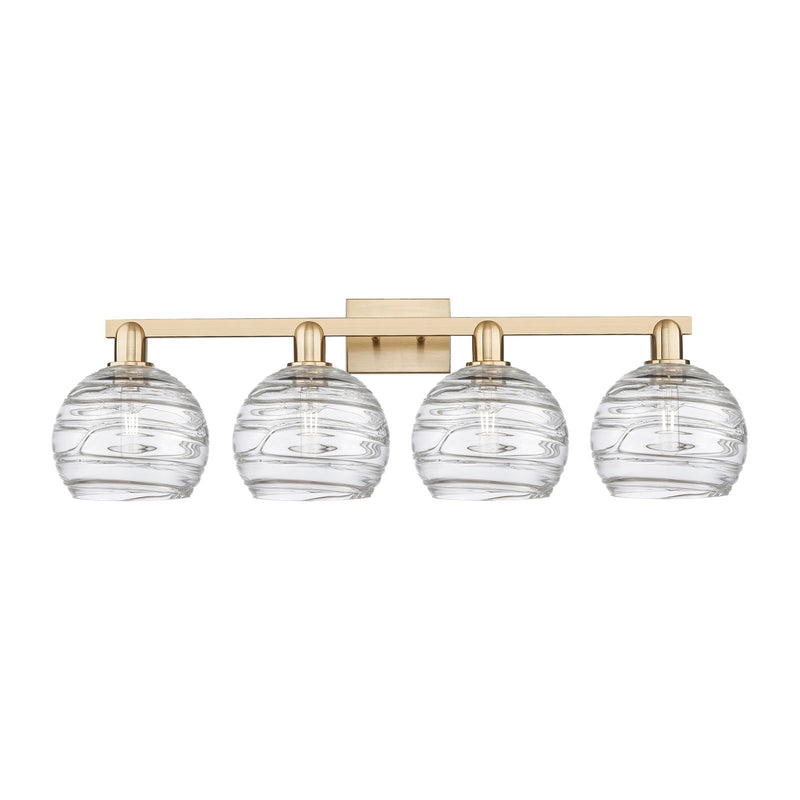 Innovations Athens Deco Swirl 35in 4-Light Bath Vanity | Industrial Champagne Bronze Steel and Clear Deco Swirl Glass | Model 716-4W-CB-G1213-8CL
