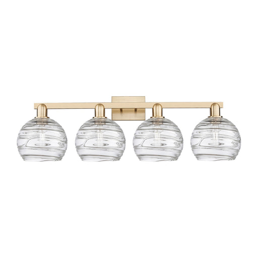 Innovations Athens Deco Swirl 35in 4-Light Bath Vanity | Industrial Champagne Bronze Steel and Clear Deco Swirl Glass | Model 716-4W-CB-G1213-8CL