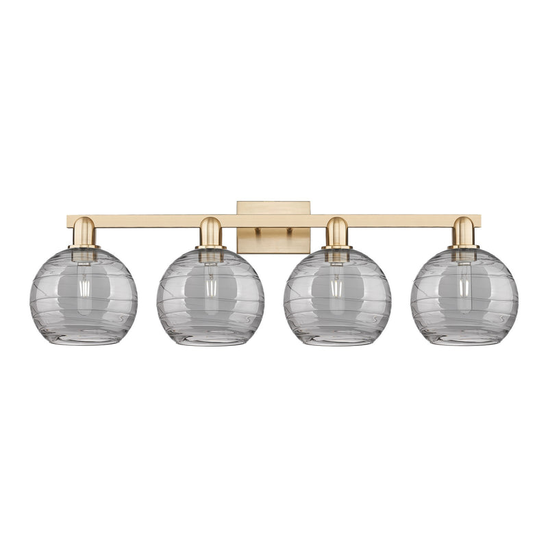 Innovations Athens Deco Swirl 35in 4-Light Bath Vanity Light | Industrial Champagne Bronze Steel and Light Smoke Glass | Model 716-4W-CB-G1213-8SM