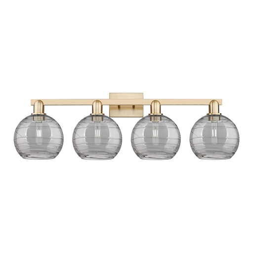 Innovations Athens Deco Swirl 35in 4-Light Bath Vanity Light | Industrial Champagne Bronze Steel and Light Smoke Glass | Model 716-4W-CB-G1213-8SM