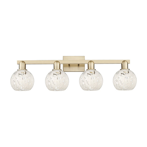 Innovations White Mouchette 33in 4-Light Bath Vanity | Industrial Champagne Bronze Steel and White Mouchette Glass | Bathroom | Model 716-4W-CB-G1216-6WM