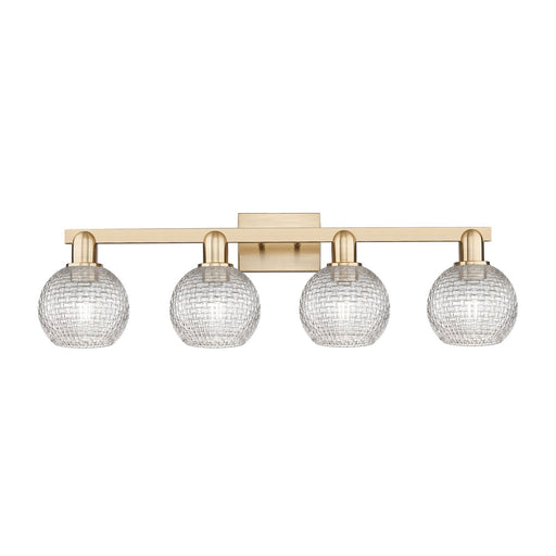 Innovations Athens 33in 4-Light Bath Vanity Light | Industrial Champagne Bronze Steel and Clear Basket Weave Glass | Bathroom | Model 716-4W-CB-G122C-6CL