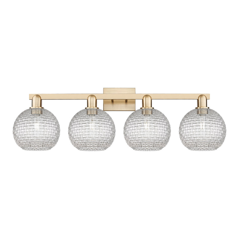 Innovations Athens 35in 4-Light Bath Vanity Light | Industrial Champagne Bronze Steel and Clear Basket Weave Glass | Bathroom | Model 716-4W-CB-G122C-8CL