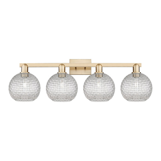 Innovations Athens 35in 4-Light Bath Vanity Light | Industrial Champagne Bronze Steel and Clear Basket Weave Glass | Bathroom | Model 716-4W-CB-G122C-8CL
