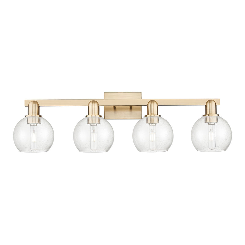 Innovations Athens 33in 4-Light Bath Vanity Light | Industrial Champagne Bronze Steel and Seedy Glass | Bathroom Vanity | Model 716-4W-CB-G124-6