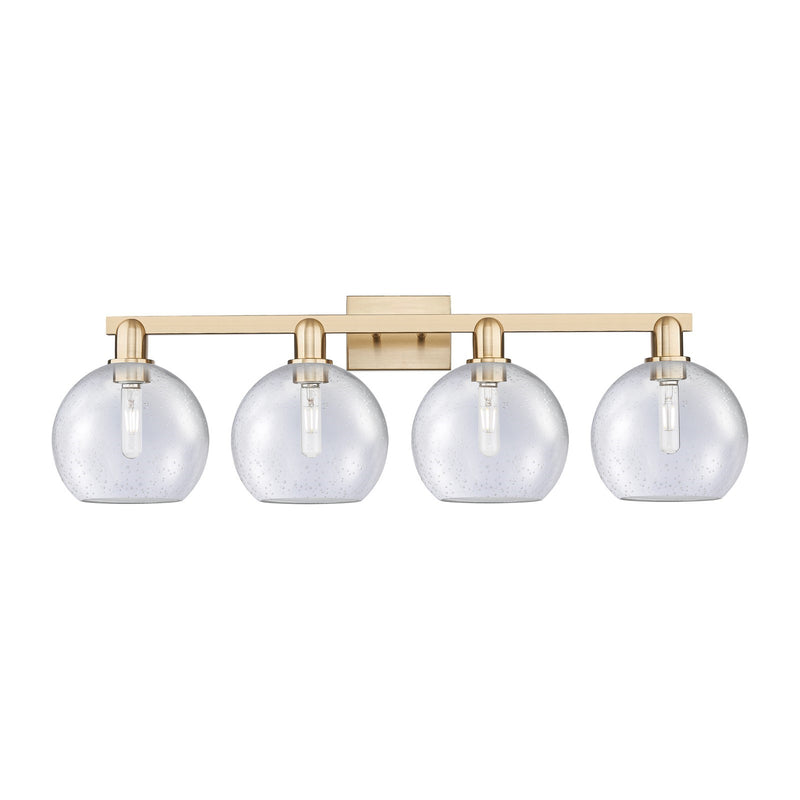 Innovations Athens 35in 4-Light Bathroom Vanity Light | Industrial Champagne Bronze Steel and Seedy Glass | Bathroom Vanity & | Model 716-4W-CB-G124-8