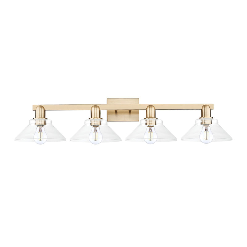 Innovations Orwell 35in 4-Light Bath Vanity Light | Industrial Champagne Bronze Steel and Clear Glass | Bathroom Vanity | Model 716-4W-CB-G132