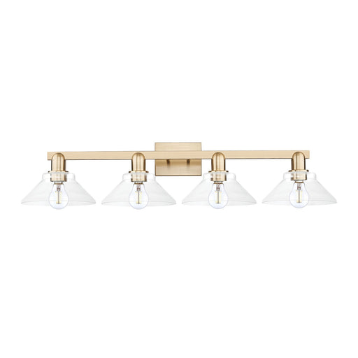 Innovations Orwell 35in 4-Light Bath Vanity Light | Industrial Champagne Bronze Steel and Clear Glass | Bathroom Vanity | Model 716-4W-CB-G132