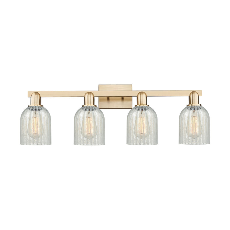 Innovations Caledonia 32in 4-Light Bath Vanity Light | Industrial Champagne Bronze Steel and Mouchette Glass | Bathroom Vanity | Model 716-4W-CB-G2511