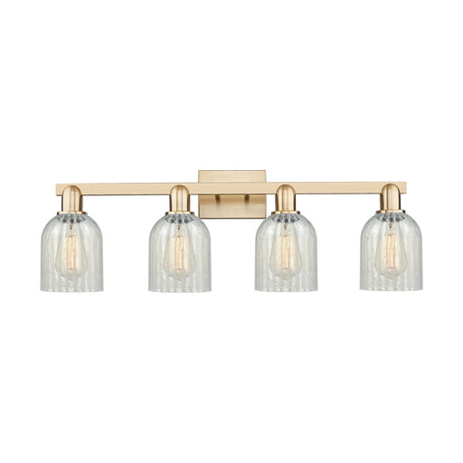 Innovations Caledonia 32in 4-Light Bath Vanity Light | Industrial Champagne Bronze Steel and Mouchette Glass | Bathroom Vanity | Model 716-4W-CB-G2511