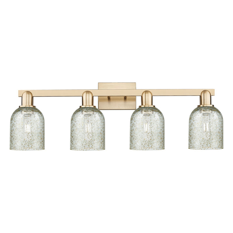 Innovations Caledonia 32in 4-Light Bath Vanity Light | Industrial Champagne Bronze Steel and Mica Glass | Bathroom Vanity | Model 716-4W-CB-G259