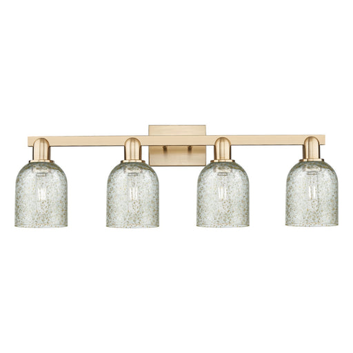 Innovations Caledonia 32in 4-Light Bath Vanity Light | Industrial Champagne Bronze Steel and Mica Glass | Bathroom Vanity | Model 716-4W-CB-G259