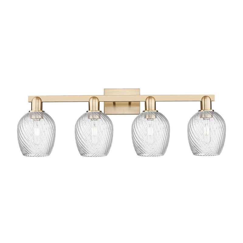 Innovations Salina 33in 4-Light Bath Vanity Light | Industrial Champagne Bronze Steel and Clear Spiral Fluted Glass | Bathroom | Model 716-4W-CB-G292