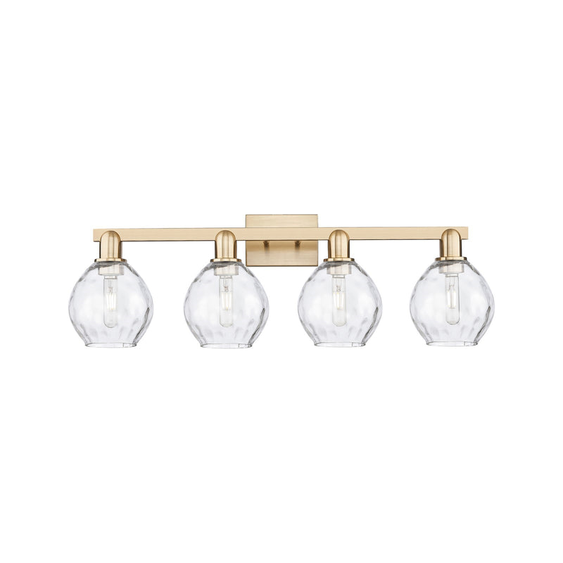 Innovations Waverly 33in 4-Light Bath Vanity Light | Industrial Champagne Bronze Steel and Clear Water Glass | Bathroom Vanity & | Model 716-4W-CB-G362
