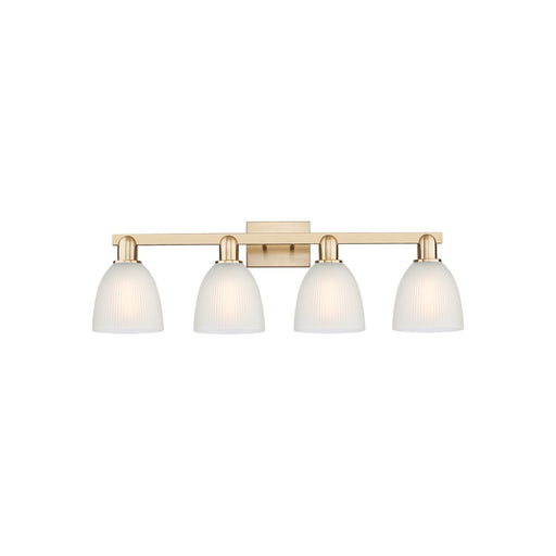 Innovations Castile 33in 4-Light Bath Vanity Light | Industrial Champagne Bronze Steel and White Glass | Bathroom Vanity & Powder | Model 716-4W-CB-G381