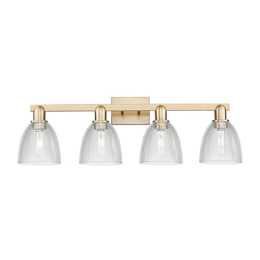 Innovations Castile 33in 4-Light Bath Vanity Light | Industrial Champagne Bronze Steel and Clear Glass | Bathroom Vanity & Powder | Model 716-4W-CB-G382