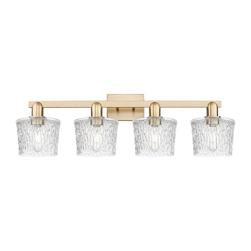 Innovations Niagara 34in 4-Light Bath Vanity Light | Industrial Champagne Bronze Steel and Clear Glass | Entryway & Bathroom | Model 716-4W-CB-G402