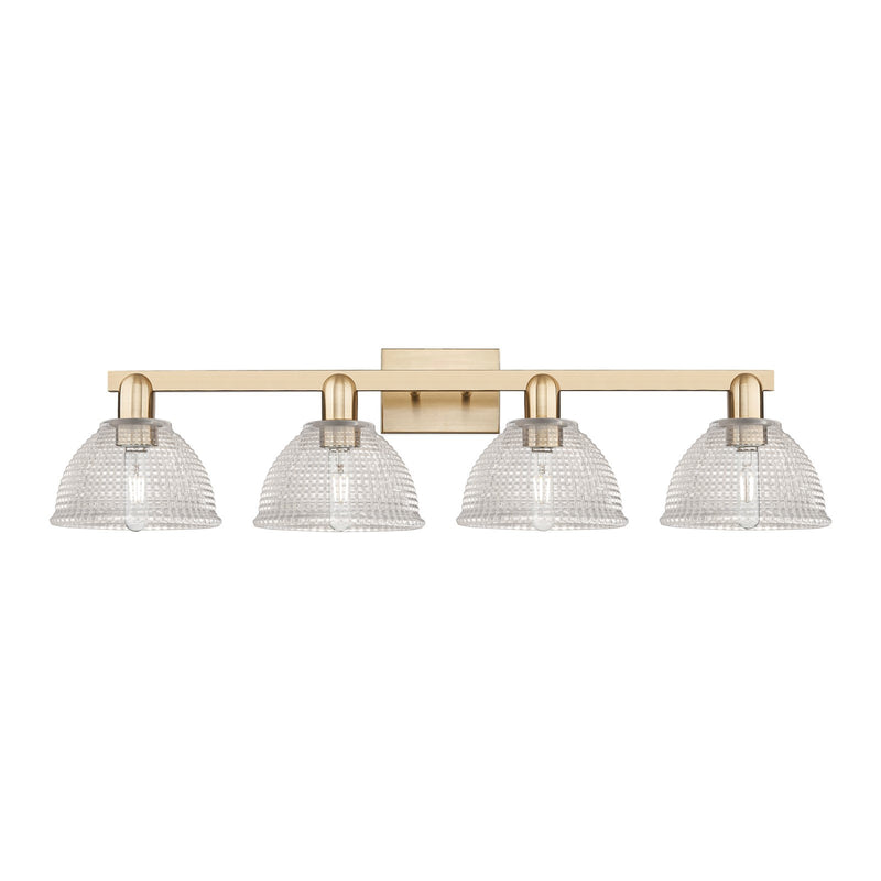 Innovations Arietta 35in 4-Light Bath Vanity Light | Industrial Champagne Bronze Steel and Clear Glass | Bathroom Vanity Light | Model 716-4W-CB-G422