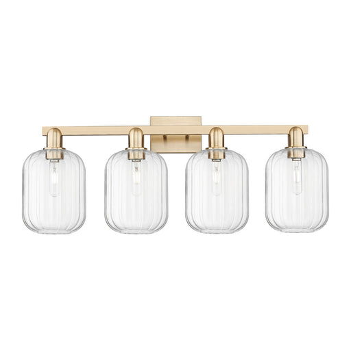 Innovations Preston Cylinder 33.75in 4-Light Bath Vanity | Industrial Champagne Bronze Steel and Clear Glass | Bathroom Vanity | Model 716-4W-CB-G460-7CL