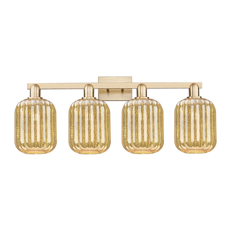 Innovations Preston Cylinder 34in 4-Light Bath Vanity | Industrial Champagne Bronze Steel and Mercury Glass | Bathroom Vanity & | Model 716-4W-CB-G460-7ME
