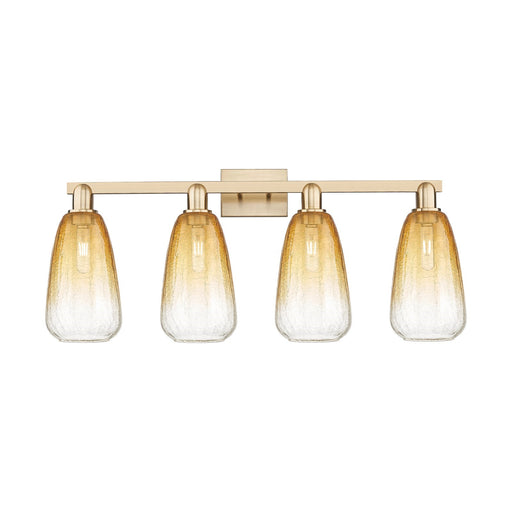 Innovations Brookhaven Almond 33in 4-Light Bath Vanity Light | Industrial Champagne Bronze Steel and Amber Glass | Bathroom | Model 716-4W-CB-G480-6AM