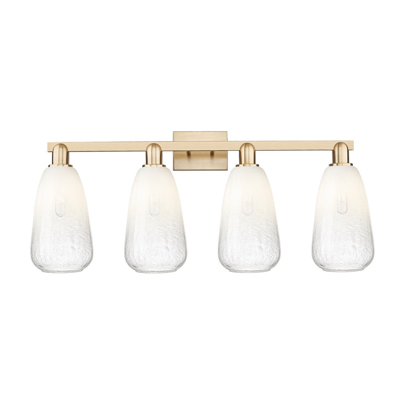 Innovations Brookhaven Almond 33in 4-Light Bath Vanity Light | Industrial Champagne Bronze and Opal Glass | Damp Rated Bathroom | Model 716-4W-CB-G480-6OP