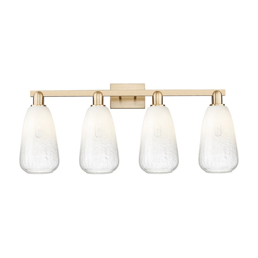 Innovations Brookhaven Almond 33in 4-Light Bath Vanity Light | Industrial Champagne Bronze and Opal Glass | Damp Rated Bathroom | Model 716-4W-CB-G480-6OP
