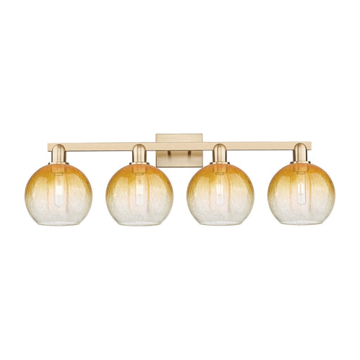 Innovations Brookhaven Globe 35in 4-Light Bath Vanity | Industrial Champagne Bronze Steel and Amber Glass | Bathroom Vanity | Model 716-4W-CB-G483-8AM