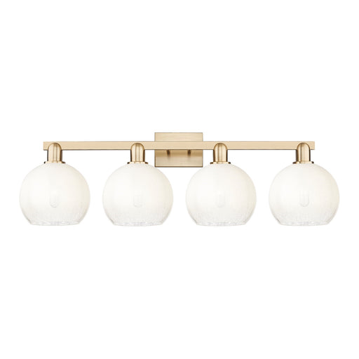 Innovations Brookhaven Globe 35in 4-Light Bath Vanity | Industrial Champagne Bronze Steel and Opal Glass | Bathroom & Powder | Model 716-4W-CB-G483-8OP