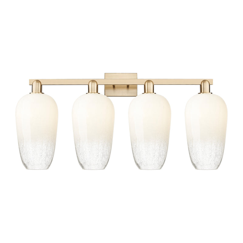 Innovations Brookhaven Flute 34in 4-Light Bath Vanity | Industrial Champagne Bronze Steel and Opal Glass | Bathroom & Powder | Model 716-4W-CB-G484-7OP