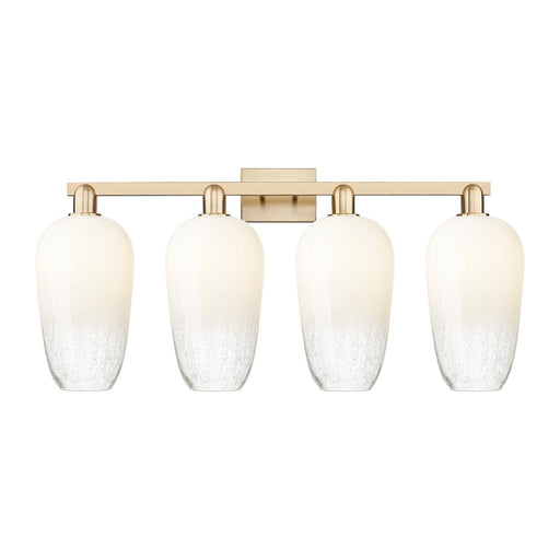 Innovations Brookhaven Flute 34in 4-Light Bath Vanity | Industrial Champagne Bronze Steel and Opal Glass | Bathroom & Powder | Model 716-4W-CB-G484-7OP