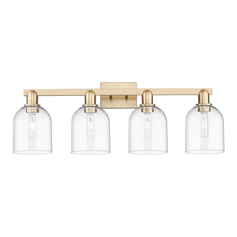 Innovations Bella 33in 4-Light Bath Vanity Light | Industrial Champagne Bronze Steel and Clear Glass | Bathroom Vanity | Model 716-4W-CB-G558-6CL