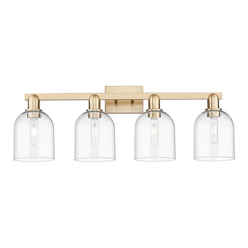 Innovations Bella 33in 4-Light Bath Vanity Light | Industrial Champagne Bronze Steel and Clear Glass | Bathroom Vanity | Model 716-4W-CB-G558-6CL
