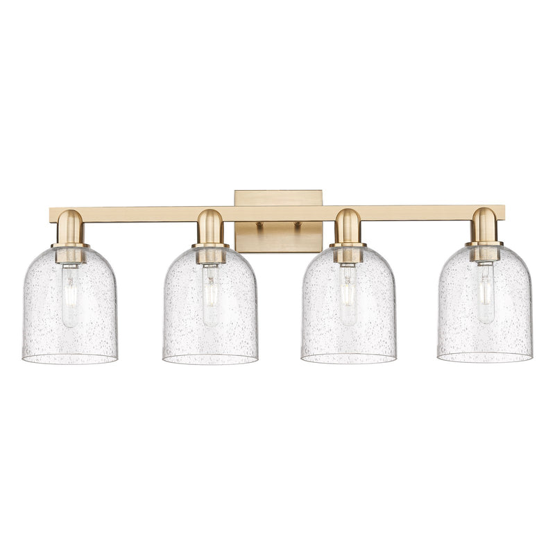 Innovations Bella 33in 4-Light Bath Vanity Light | Industrial Champagne Bronze Steel and Seedy Glass | Bathroom Vanity | Model 716-4W-CB-G558-6SDY