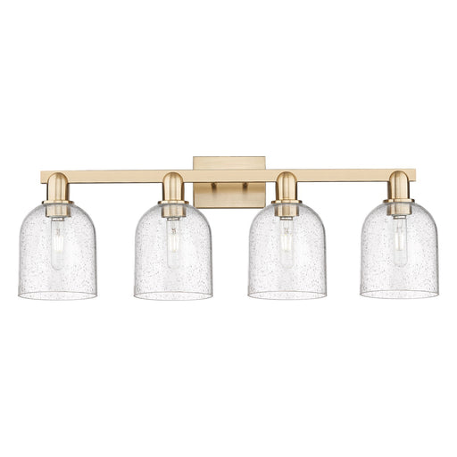 Innovations Bella 33in 4-Light Bath Vanity Light | Industrial Champagne Bronze Steel and Seedy Glass | Bathroom Vanity | Model 716-4W-CB-G558-6SDY
