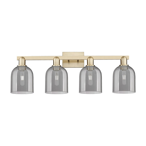 Innovations Bella 33in 4-Light Bath Vanity Light | Industrial Champagne Bronze Steel and Light Smoke Glass | Bathroom Vanity | Model 716-4W-CB-G558-6SM