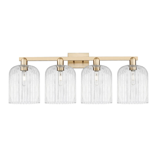 Innovations Bridal Veil 35in 4-Light Bath Vanity Light | Industrial Champagne Bronze Steel and Clear Ribbed Glass | Bathroom | Model 716-4W-CB-G559-8CL