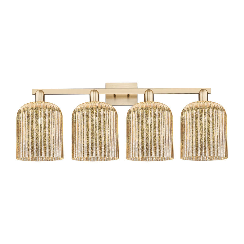 Innovations Bridal Veil 35in 4-Light Bath Vanity Light | Industrial Champagne Bronze Steel and Mercury Ribbed Glass | Bathroom | Model 716-4W-CB-G559-8ME