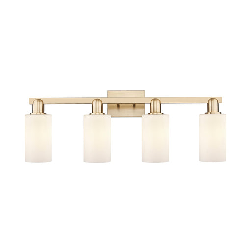 Innovations Clymer 31in 4-Light Bath Vanity Light | Industrial Champagne Bronze Steel and Matte White Glass | Bathroom Vanity & | Model 716-4W-CB-G801