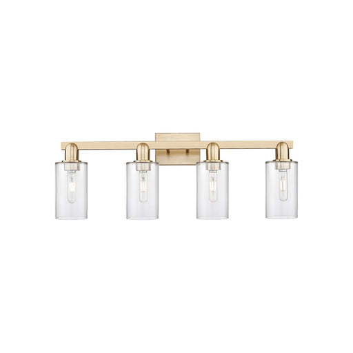 Innovations Clymer 31in 4-Light Bath Vanity Light | Industrial Champagne Bronze Steel and Clear Glass | Bathroom Vanity | Model 716-4W-CB-G802