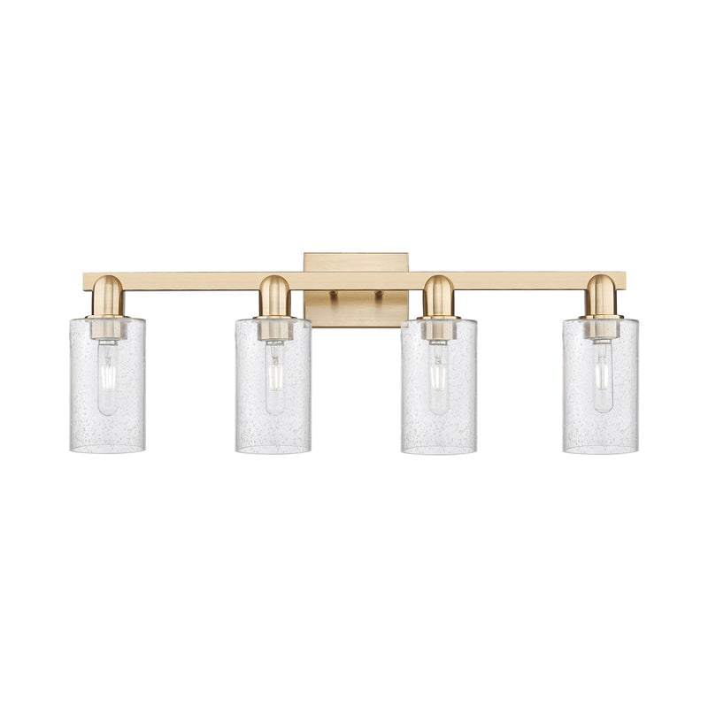 Innovations Clymer 31in 4-Light Bath Vanity Light | Industrial Champagne Bronze Steel and Seedy Glass | Bathroom Vanity & Powder | Model 716-4W-CB-G804