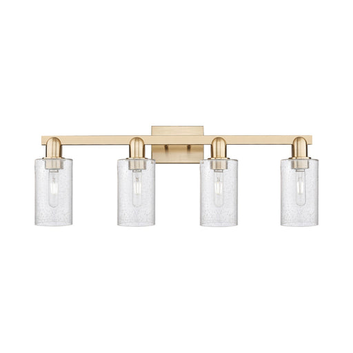 Innovations Clymer 31in 4-Light Bath Vanity Light | Industrial Champagne Bronze Steel and Seedy Glass | Bathroom Vanity & Powder | Model 716-4W-CB-G804