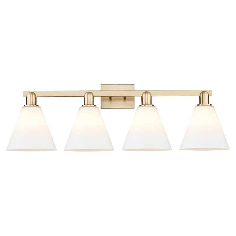 Innovations Berkshire 35in 4-Light Bath Vanity Light | Industrial Champagne Bronze Steel and Matte White Glass | Bathroom Vanity | Model 716-4W-CB-GBC-81